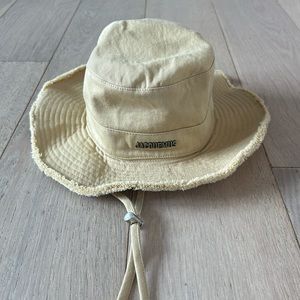 Le Bob Artichaut embellished frayed cotton-twill bucket hat - tan / cream